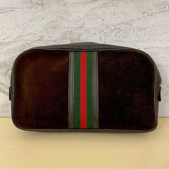 GUCCI Sherry line Suede Leather Clutch Bag 💼 Brown - Picture 2 of 16